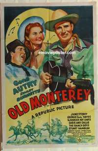 b942 IN OLD MONTEREY one-sheet movie poster R40s Gene Autry plays guitar!
