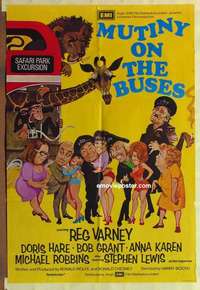 d895 MUTINY ON THE BUSES English one-sheet movie poster '72 safari!
