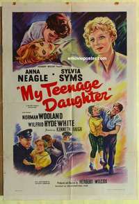 d264 TEENAGE BAD GIRL English one-sheet movie poster '57 Teenage Daughter!