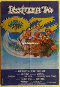 d575 RETURN TO OZ English one-sheet movie poster '85 Walt Disney, Drew art