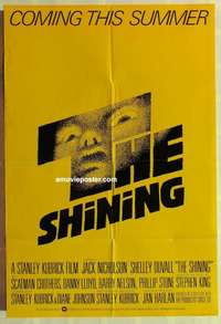d459 SHINING advance English one-sheet movie poster '80 Nicholson, Kubrick