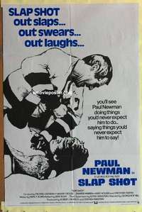 d430 SLAP SHOT English one-sheet movie poster '77 Paul Newman, hockey
