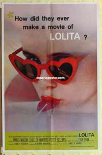 e111 LOLITA one-sheet movie poster '62 Stanley Kubrick, James Mason