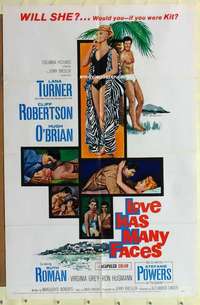 e084 LOVE HAS MANY FACES one-sheet movie poster '65 Lana Turner, Robertson