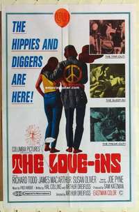 e073 LOVE-INS one-sheet movie poster '67 hippies & diggers, sex & drugs!