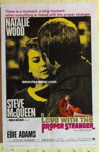 e075 LOVE WITH THE PROPER STRANGER one-sheet movie poster '64 Wood, McQueen
