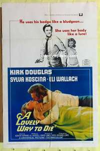 e072 LOVELY WAY TO DIE one-sheet movie poster '68 Kirk Douglas, Koscina