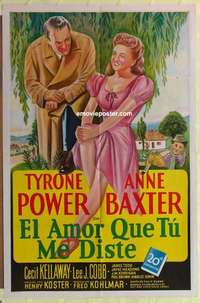 e069 LUCK OF THE IRISH Spanish/U.S. one-sheet movie poster '48 Power, Baxter