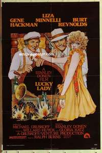 e068 LUCKY LADY one-sheet movie poster '75 Gene Hackman, Amsel art!