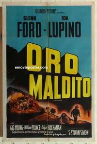 e066 LUST FOR GOLD Spanish/U.S. one-sheet movie poster '49 Ida Lupino, Glenn Ford