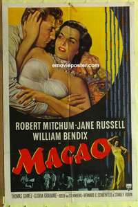 e063 MACAO one-sheet movie poster '52 Robert Mitchum, Jane Russell