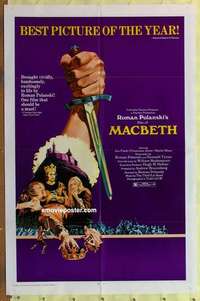 e061 MACBETH one-sheet movie poster '72 Roman Polanski, Shakespeare