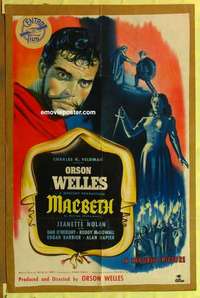e062 MACBETH one-sheet movie poster '48 Orson Welles, Shakespeare!