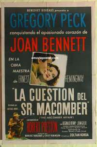 e058 MACOMBER AFFAIR Spanish/U.S. one-sheet movie poster '47 Greg Peck, Joan Bennett