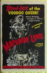 e057 MACUMBA LOVE one-sheet movie poster '60 cool voodoo horror art!
