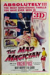 e054 MAD MAGICIAN one-sheet movie poster '54 3D Vincent Price, Mary Murphy