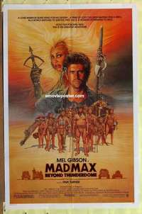 e051 MAD MAX BEYOND THUNDERDOME one-sheet movie poster '85 Mel, Amsel art!