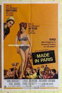 e047 MADE IN PARIS one-sheet movie poster '66 Ann-Margret, Jourdan