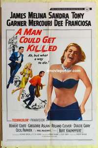 e033 MAN COULD GET KILLED one-sheet movie poster '66 Melina Mercouri