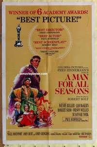 e032 MAN FOR ALL SEASONS style C one-sheet movie poster '67 Paul Scofield