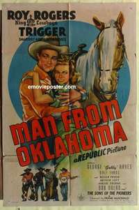 e030 MAN FROM OKLAHOMA one-sheet movie poster '45 Roy Rogers, Dale Evans