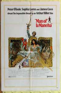 e027 MAN OF LA MANCHA one-sheet movie poster '72 Peter O'Toole, Loren