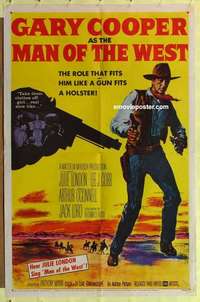 e026 MAN OF THE WEST one-sheet movie poster '58 tough Gary Cooper!