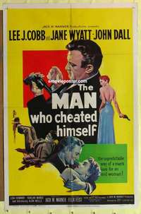 e023 MAN WHO CHEATED HIMSELF one-sheet movie poster '51 Lee J. Cobb, Wyatt