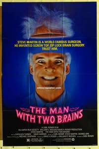 e018 MAN WITH TWO BRAINS one-sheet movie poster '83 Steve Martin, wacky!