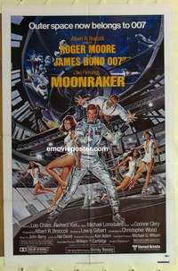 d928 MOONRAKER one-sheet movie poster '79 Roger Moore as James Bond!