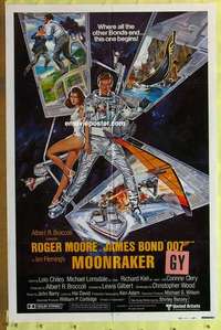 d929 MOONRAKER int'l style B one-sheet movie poster '79 Moore as Bond!