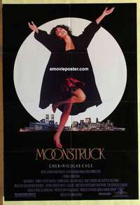 d927 MOONSTRUCK one-sheet movie poster '87 Cher, Nicholas Cage, Dukakis