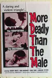 d926 MORE DEADLY THAN THE MALE one-sheet movie poster '60 Robert Bucknell