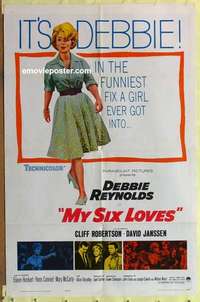 d894 MY 6 LOVES one-sheet movie poster '62 Debbie Reynolds, Robertson