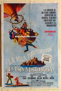 d886 MYSTERIOUS ISLAND Spanish/U.S. one-sheet movie poster '61 Ray Harryhausen