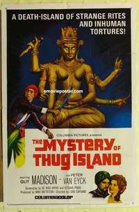 d885 MYSTERY OF THUG ISLAND one-sheet movie poster '65 Guy Madison, Italian!