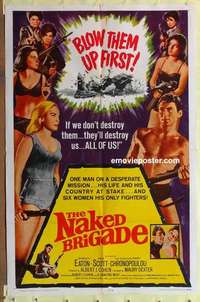 d883 NAKED BRIGADE one-sheet movie poster '65 six women, his only fighters!