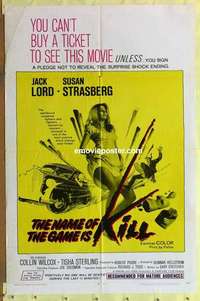 d879 NAME OF THE GAME IS KILL one-sheet movie poster '68 Susan Strasberg
