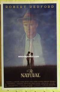 d875 NATURAL one-sheet movie poster '84 Robert Redford, baseball!