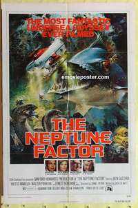 d869 NEPTUNE FACTOR one-sheet movie poster '73 Ernest Borgnine, giant fish!