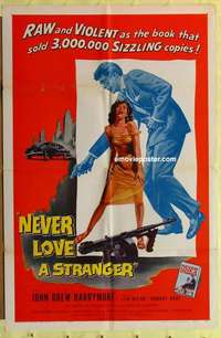 d864 NEVER LOVE A STRANGER one-sheet movie poster '58 Harold Robbins