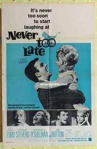 d861 NEVER TOO LATE one-sheet movie poster '65 Paul Ford, Connie Stevens