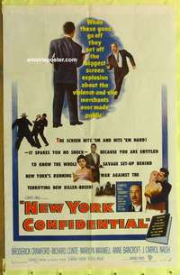 d859 NEW YORK CONFIDENTIAL one-sheet movie poster '55 Broderick Crawford