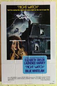 d843 NIGHT WATCH one-sheet movie poster '73 Elizabeth Taylor, L. Harvey