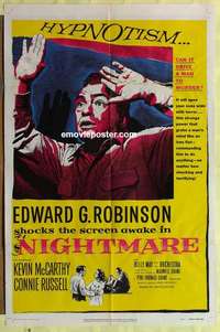 d841 NIGHTMARE one-sheet movie poster '56 Edward G. Robinson, hypnotism!
