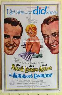 d827 NOTORIOUS LANDLADY one-sheet movie poster '62 Kim Novak, Jack Lemmon