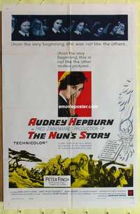 d826 NUN'S STORY one-sheet movie poster '59 religious Audrey Hepburn!