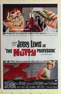 d825 NUTTY PROFESSOR one-sheet movie poster '63 Jerry Lewis, Stevens