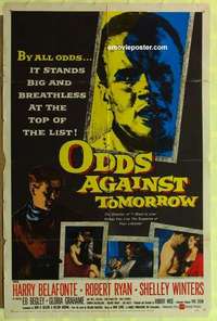 d820 ODDS AGAINST TOMORROW one-sheet movie poster '59 Harry Belafonte, Wise