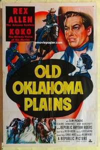 d811 OLD OKLAHOMA PLAINS one-sheet movie poster '52 Rex Allen western!